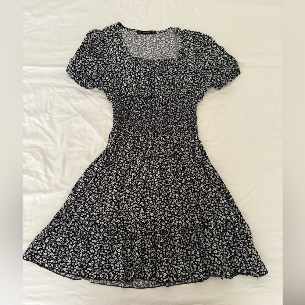 Floral Black and White Dress